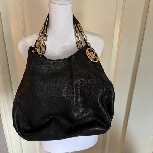 Michael Kors Black Leather Hobo, Large - Picture 1 of 4